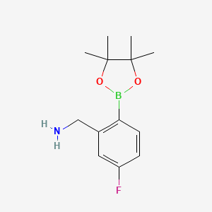 molecular formula C13H19BFNO2 B2426191 2-Aminomethyl-4-fluorophenylboronic acid, pinacol ester CAS No. 2096329-84-7