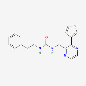molecular formula C18H18N4OS B2426208 1-Phenethyl-3-((3-(thiophen-3-yl)pyrazin-2-yl)methyl)urea CAS No. 2034538-94-6