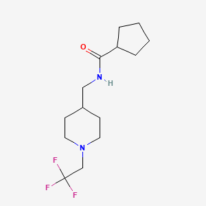 molecular formula C14H23F3N2O B2426209 N-[[1-(2,2,2-Trifluoroethyl)piperidin-4-yl]methyl]cyclopentanecarboxamide CAS No. 2320221-14-3