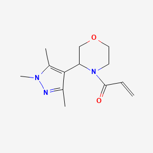molecular formula C13H19N3O2 B2426212 1-[3-(1,3,5-Trimethylpyrazol-4-yl)morpholin-4-yl]prop-2-en-1-one CAS No. 2195973-26-1