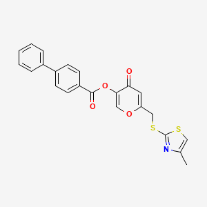 molecular formula C23H17NO4S2 B2426225 6-(((4-methylthiazol-2-yl)thio)methyl)-4-oxo-4H-pyran-3-yl [1,1'-biphenyl]-4-carboxylate CAS No. 898422-78-1
