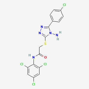 molecular formula C16H11Cl4N5OS B2426230 2-[[4-amino-5-(4-chlorophenyl)-1,2,4-triazol-3-yl]sulfanyl]-N-(2,4,6-trichlorophenyl)acetamide CAS No. 540498-78-0