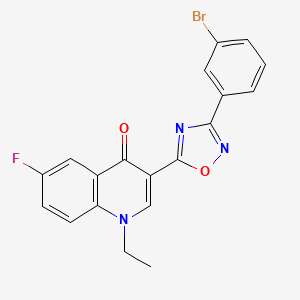 molecular formula C19H13BrFN3O2 B2426234 3-[3-(3-bromophenyl)-1,2,4-oxadiazol-5-yl]-1-ethyl-6-fluoroquinolin-4(1H)-one CAS No. 1326832-88-5
