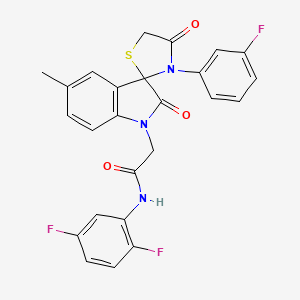 molecular formula C25H18F3N3O3S B2426237 N-(2,5-difluorophenyl)-2-(3'-(3-fluorophenyl)-5-methyl-2,4'-dioxospiro[indoline-3,2'-thiazolidin]-1-yl)acetamide CAS No. 899962-82-4