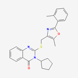 3-cyclopentyl-2-(((5-methyl-2-(o-tolyl)oxazol-4-yl)methyl)thio)quinazolin-4(3H)-one