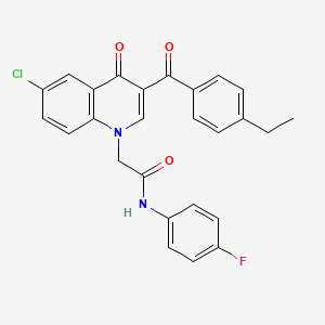molecular formula C26H20ClFN2O3 B2426243 2-(6-chloro-3-(4-ethylbenzoyl)-4-oxoquinolin-1(4H)-yl)-N-(4-fluorophenyl)acetamide CAS No. 895645-85-9