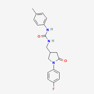 molecular formula C19H20FN3O2 B2426255 1-((1-(4-氟苯基)-5-氧代吡咯烷-3-基)甲基)-3-(对甲苯基)脲 CAS No. 954636-67-0