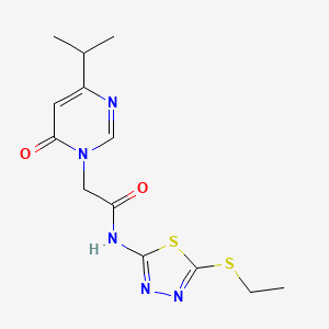 molecular formula C13H17N5O2S2 B2426261 N-(5-(乙硫基)-1,3,4-噻二唑-2-基)-2-(4-异丙基-6-氧代嘧啶-1(6H)-基)乙酰胺 CAS No. 1226428-32-5