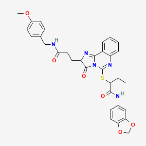 N-(2H-1,3-benzodioxol-5-yl)-2-{[2-(2-{[(4-methoxyphenyl)methyl]carbamoyl}ethyl)-3-oxo-2H,3H-imidazo[1,2-c]quinazolin-5-yl]sulfanyl}butanamide