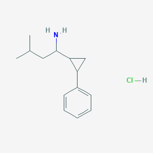molecular formula C14H22ClN B2426270 3-Methyl-1-(2-phenylcyclopropyl)butan-1-amine;hydrochloride CAS No. 2375261-98-4