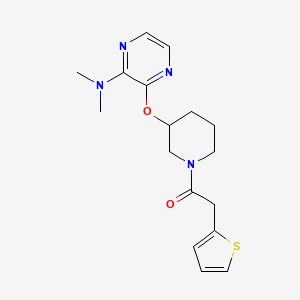 molecular formula C17H22N4O2S B2426272 1-(3-((3-(Dimethylamino)pyrazin-2-yl)oxy)piperidin-1-yl)-2-(thiophen-2-yl)ethanone CAS No. 2034479-98-4