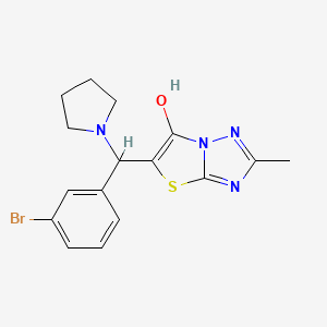 molecular formula C16H17BrN4OS B2426273 5-((3-Bromophenyl)(pyrrolidin-1-yl)methyl)-2-methylthiazolo[3,2-b][1,2,4]triazol-6-ol CAS No. 869342-67-6