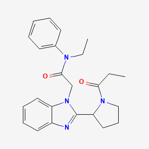 molecular formula C24H28N4O2 B2426276 N-乙基-N-苯基-2-[2-(1-丙酰吡咯烷-2-基)苯并咪唑基]乙酰胺 CAS No. 943103-50-2