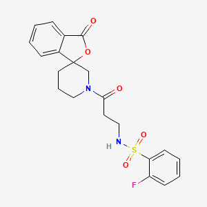2-fluoro-N-(3-oxo-3-(3-oxo-3H-spiro[isobenzofuran-1,3'-piperidin]-1'-yl)propyl)benzenesulfonamide