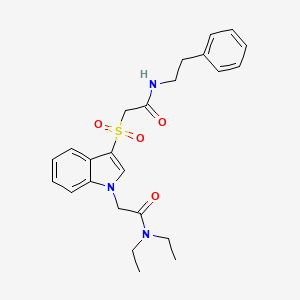 molecular formula C24H29N3O4S B2426295 N,N-diethyl-2-(3-((2-oxo-2-(phenethylamino)ethyl)sulfonyl)-1H-indol-1-yl)acetamide CAS No. 878057-32-0