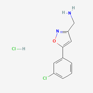 molecular formula C10H10Cl2N2O B2426303 [5-(3-Chlorophenyl)-1,2-oxazol-3-yl]methanamine;hydrochloride CAS No. 2260931-26-6