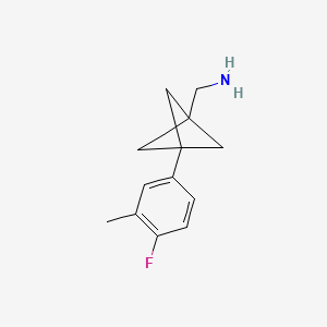molecular formula C13H16FN B2426305 [3-(4-Fluoro-3-methylphenyl)-1-bicyclo[1.1.1]pentanyl]methanamine CAS No. 2287282-60-2