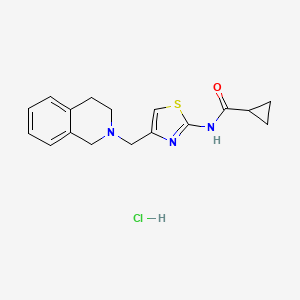 molecular formula C17H20ClN3OS B2426327 盐酸N-(4-((3,4-二氢异喹啉-2(1H)-基)甲基)噻唑-2-基)环丙烷甲酰胺 CAS No. 1216441-60-9