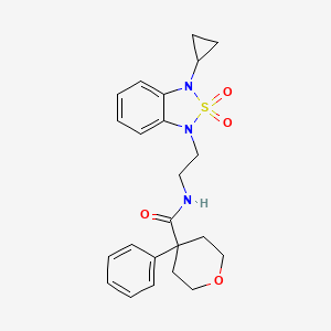 N-[2-(3-cyclopropyl-2,2-dioxo-1,3-dihydro-2lambda6,1,3-benzothiadiazol-1-yl)ethyl]-4-phenyloxane-4-carboxamide