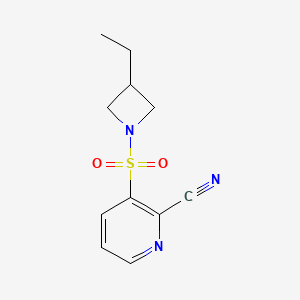 molecular formula C11H13N3O2S B2426334 3-(3-Ethylazetidin-1-yl)sulfonylpyridine-2-carbonitrile CAS No. 2178854-84-5