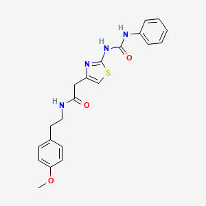 molecular formula C21H22N4O3S B2426336 N-(4-甲氧基苯乙基)-2-(2-(3-苯脲基)噻唑-4-基)乙酰胺 CAS No. 946224-03-9