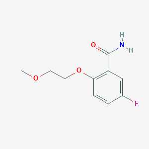 molecular formula C10H12FNO3 B2426344 5-氟-2-(2-甲氧基乙氧基)苯甲酰胺 CAS No. 2288709-50-0