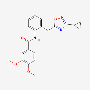 molecular formula C21H21N3O4 B2426348 N-(2-((3-cyclopropyl-1,2,4-oxadiazol-5-yl)methyl)phenyl)-3,4-dimethoxybenzamide CAS No. 1797757-17-5