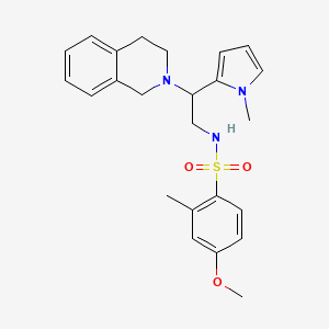 molecular formula C24H29N3O3S B2426352 N-(2-(3,4-dihydroisoquinolin-2(1H)-yl)-2-(1-methyl-1H-pyrrol-2-yl)ethyl)-4-methoxy-2-methylbenzenesulfonamide CAS No. 1049390-32-0
