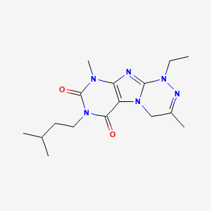 molecular formula C16H24N6O2 B2426355 1-ethyl-3,9-dimethyl-7-(3-methylbutyl)-1,4-dihydro[1,2,4]triazino[3,4-f]purine-6,8(7H,9H)-dione CAS No. 923375-09-1