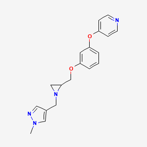 molecular formula C19H20N4O2 B2426362 4-[3-[[1-[(1-Methylpyrazol-4-yl)methyl]aziridin-2-yl]methoxy]phenoxy]pyridine CAS No. 2418648-74-3