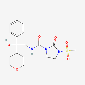 molecular formula C18H25N3O6S B2426364 N-(2-hydroxy-2-phenyl-2-(tetrahydro-2H-pyran-4-yl)ethyl)-3-(methylsulfonyl)-2-oxoimidazolidine-1-carboxamide CAS No. 2034455-52-0
