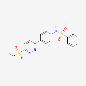 molecular formula C19H19N3O4S2 B2426369 N-[4-(6-ethylsulfonylpyridazin-3-yl)phenyl]-3-methylbenzenesulfonamide CAS No. 921586-07-4