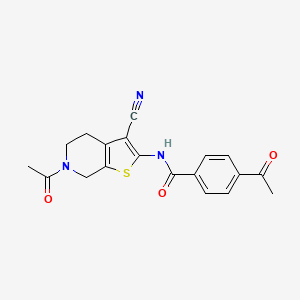 molecular formula C19H17N3O3S B2426383 4-acetyl-N-(6-acetyl-3-cyano-5,7-dihydro-4H-thieno[2,3-c]pyridin-2-yl)benzamide CAS No. 864858-60-6