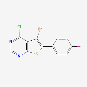 molecular formula C12H5BrClFN2S B2426384 5-Bromo-4-chloro-6-(4-fluorophenyl)thieno[2,3-d]pyrimidine CAS No. 1799610-96-0