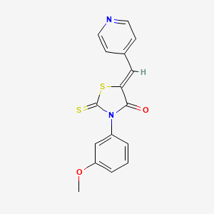 molecular formula C16H12N2O2S2 B2426386 (Z)-3-(3-methoxyphenyl)-5-(pyridin-4-ylmethylene)-2-thioxothiazolidin-4-one CAS No. 489396-29-4