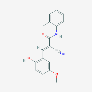 molecular formula C18H16N2O3 B2426391 (2E)-2-cyano-3-(2-hydroxy-5-methoxyphenyl)-N-(2-methylphenyl)prop-2-enamide CAS No. 380550-88-9