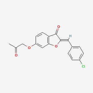 molecular formula C18H13ClO4 B2426393 (Z)-2-(4-氯苄基亚甲基)-6-(2-氧代丙氧基)苯并呋喃-3(2H)-酮 CAS No. 879806-87-8