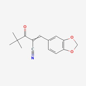 molecular formula C15H15NO3 B2426394 (E)-3-(1,3-benzodioxol-5-yl)-2-(2,2-dimethylpropanoyl)-2-propenenitrile CAS No. 391649-79-9