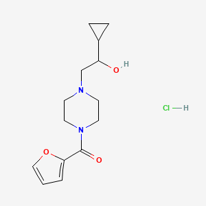 molecular formula C14H21ClN2O3 B2426398 (4-(2-Cyclopropyl-2-hydroxyethyl)piperazin-1-yl)(furan-2-yl)methanone hydrochloride CAS No. 1396806-18-0