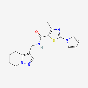 molecular formula C17H19N5OS B2426403 4-methyl-2-(1H-pyrrol-1-yl)-N-((4,5,6,7-tetrahydropyrazolo[1,5-a]pyridin-3-yl)methyl)thiazole-5-carboxamide CAS No. 2034545-91-8