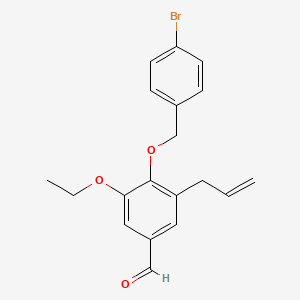 molecular formula C19H19BrO3 B2426409 4-[(4-Bromobenzyl)oxy]-3-ethoxy-5-(prop-2-en-1-yl)benzaldehyde CAS No. 428466-30-2