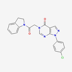 molecular formula C21H16ClN5O2 B2426414 1-(4-Chlorophenyl)-5-[2-(2,3-dihydroindol-1-yl)-2-oxoethyl]pyrazolo[3,4-d]pyrimidin-4-one CAS No. 852440-69-8