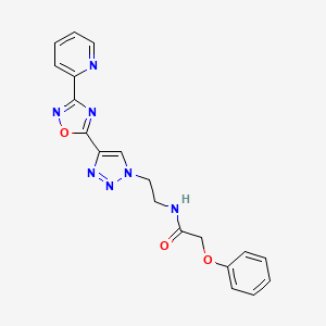 molecular formula C19H17N7O3 B2426420 2-phenoxy-N-(2-(4-(3-(pyridin-2-yl)-1,2,4-oxadiazol-5-yl)-1H-1,2,3-triazol-1-yl)ethyl)acetamide CAS No. 2034589-97-2