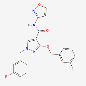 molecular formula C21H16F2N4O3 B2426439 1-(3-fluorobenzyl)-3-((3-fluorobenzyl)oxy)-N-(isoxazol-3-yl)-1H-pyrazole-4-carboxamide CAS No. 1014068-43-9