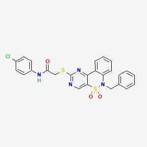 molecular formula C25H19ClN4O3S2 B2426446 2-[(6-苄基-5,5-二氧化-6H-嘧啶并[5,4-c][2,1]苯并噻嗪-2-基)硫]-N-(4-氯苯基)乙酰胺 CAS No. 932448-45-8