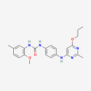 molecular formula C23H27N5O3 B2426447 1-(2-Methoxy-5-methylphenyl)-3-(4-((2-methyl-6-propoxypyrimidin-4-yl)amino)phenyl)urea CAS No. 1021059-96-0