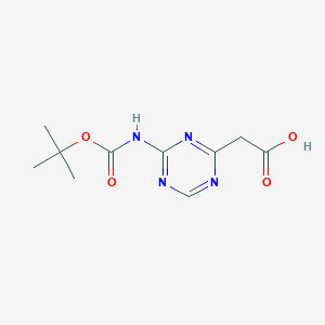 molecular formula C10H14N4O4 B2426457 2-[4-[(2-Methylpropan-2-yl)oxycarbonylamino]-1,3,5-triazin-2-yl]acetic acid CAS No. 1260682-85-6