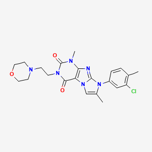 molecular formula C22H25ClN6O3 B2426469 8-(3-chloro-4-methylphenyl)-1,7-dimethyl-3-(2-morpholinoethyl)-1H-imidazo[2,1-f]purine-2,4(3H,8H)-dione CAS No. 904372-07-2