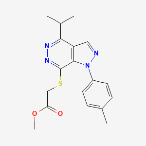 molecular formula C18H20N4O2S B2426470 2-((4-异丙基-1-(对甲苯基)-1H-吡唑并[3,4-d]哒嗪-7-基)硫代)乙酸甲酯 CAS No. 1207022-39-6