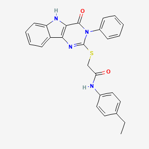 N-(4-ethylphenyl)-2-[(4-oxo-3-phenyl-5H-pyrimido[5,4-b]indol-2-yl)sulfanyl]acetamide